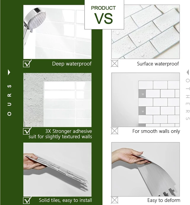 Alt view image 5 of 7 - 10-Sheet Peel and Stick Backsplash Tile(Thicker Design)