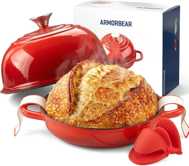 Main image of 5QT Enameled Cast Iron Sourdough Bread Oven for Homemade, Red