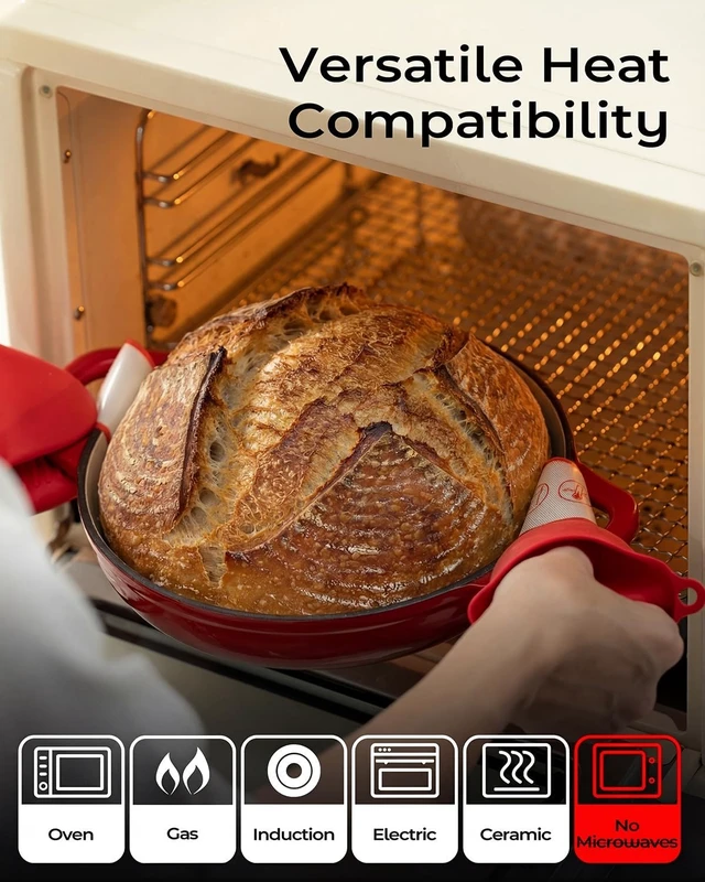 Alt view image 3 of 7 - 5QT Enameled Cast Iron Sourdough Bread Oven for Homemade, Red