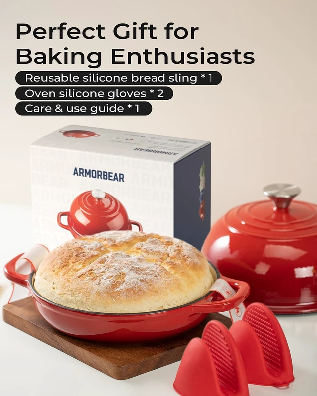 Alt view image 4 of 7 - 5QT Enameled Cast Iron Sourdough Bread Oven for Homemade, Red