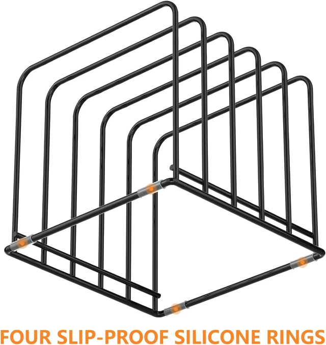 Alt view image 4 of 7 - Kitchen Cabinet Organizer, Steel Cookware Holder, Divided Holder with 5 Slots for Skillets Baking Tray and Chopping Board Rack - Baking Pan Holder Storage (2 PCS)