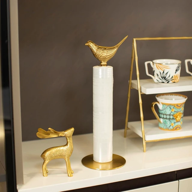 Alt view image 2 of 7 - Luxurious Gold Paper Towel Holder Countertop, Brass Paper Towel Holder for Kitchen, Unique Gold Bird Decor - Sturdy, Durable, and Elegant Home Decor for Kitchen