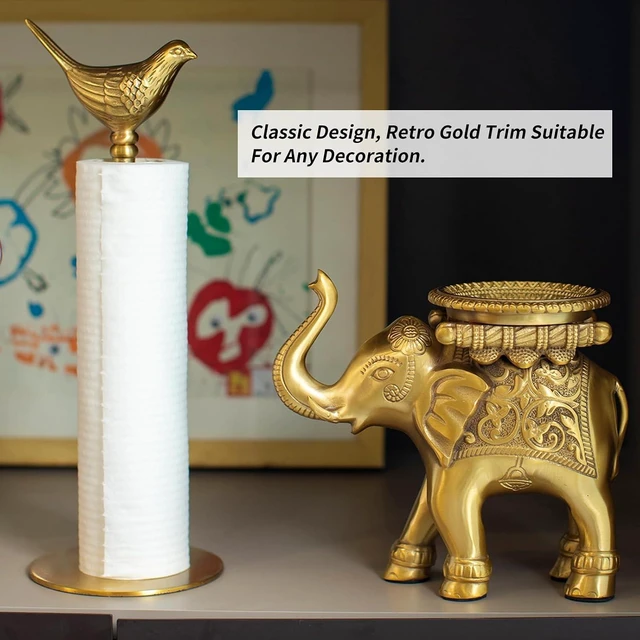 Alt view image 6 of 7 - Luxurious Gold Paper Towel Holder Countertop, Brass Paper Towel Holder for Kitchen, Unique Gold Bird Decor - Sturdy, Durable, and Elegant Home Decor for Kitchen