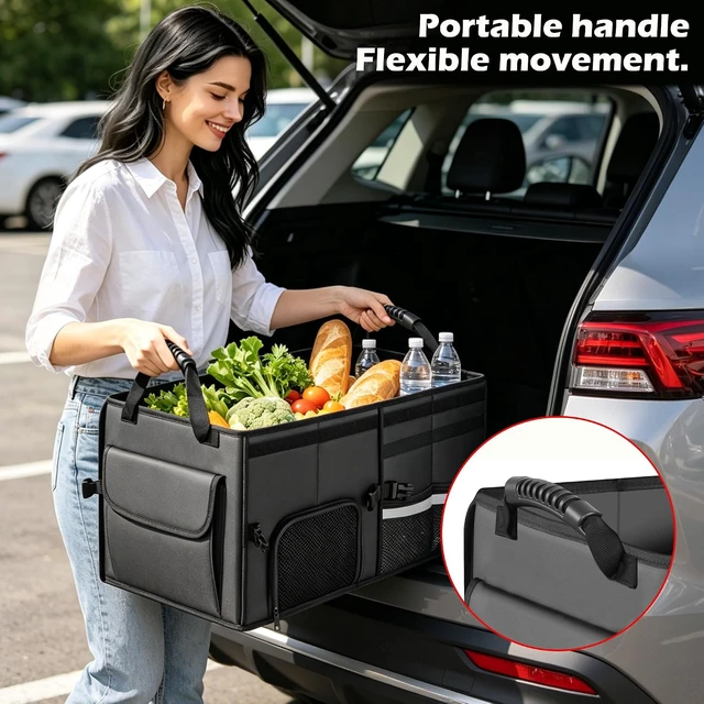 Alt view image 2 of 7 - Car Trunk Organizer, 2 Compartments Car Storage Box with Lip