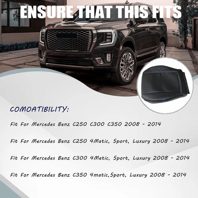Alt view image 6 of 7 - Black Driver Side Bottom Replacement Microfiber Leather Seat Cover Compatible with Mercedes Benz C250 C300 C350 2008-2014, Compatible with Mercedes Benz GLK250 GLK280 GLK300 GLK350 2008-2015