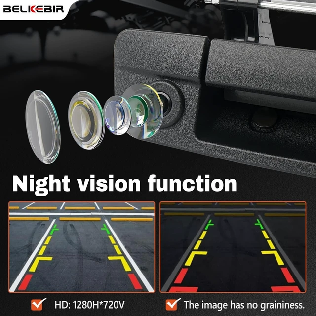Alt view image 3 of 7 - Tailgate Handle Backup Camera Compatible with 2009-2017 Dodge Ram 1500 2500 3500, Tailgate Latch Door Handle Rear View Waterproof HD Reverse Camera RCA Connector Replaces# 68044906AB,68044904AG