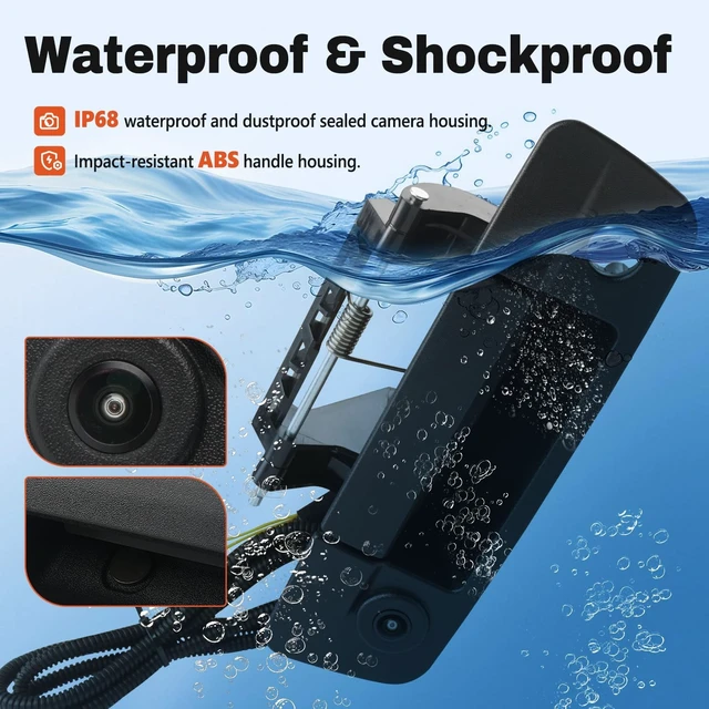 Alt view image 4 of 7 - Tailgate Handle Backup Camera Compatible with 2009-2017 Dodge Ram 1500 2500 3500, Tailgate Latch Door Handle Rear View Waterproof HD Reverse Camera RCA Connector Replaces# 68044906AB,68044904AG