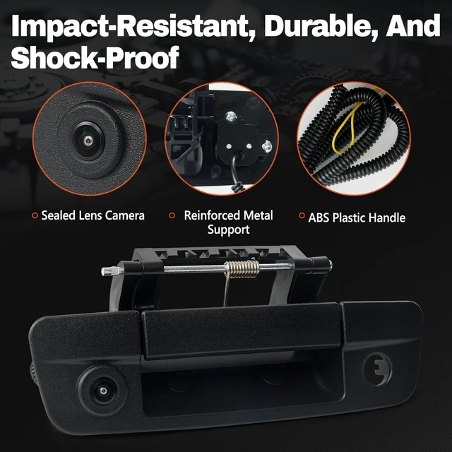 Alt view image 5 of 7 - Tailgate Handle Backup Camera Compatible with 2009-2017 Dodge Ram 1500 2500 3500, Tailgate Latch Door Handle Rear View Waterproof HD Reverse Camera RCA Connector Replaces# 68044906AB,68044904AG