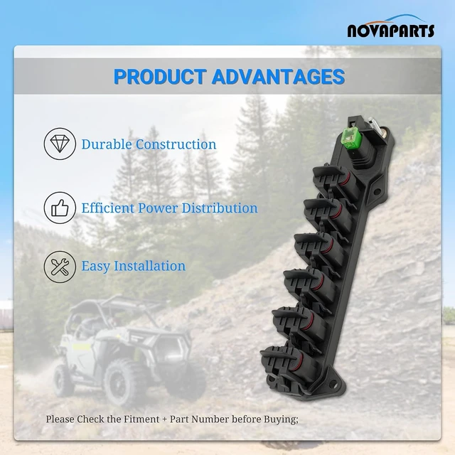 Alt view image 3 of 7 - 6 Position Polaris Pulse Bus Bar for Polaris Ranger 1000 Ranger Crew XP 1000 Ranger Crew 1000 RZR Trail S 900 1000 Pro XD 2020 2021 2022 2023 2884183 Automotive Hoods