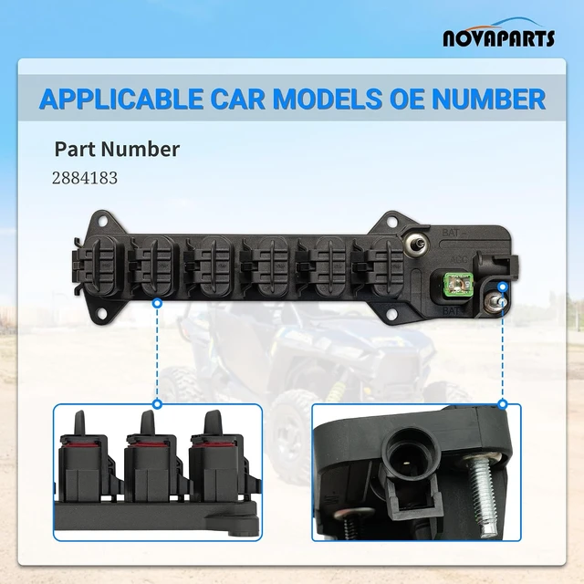 Alt view image 4 of 7 - 6 Position Polaris Pulse Bus Bar for Polaris Ranger 1000 Ranger Crew XP 1000 Ranger Crew 1000 RZR Trail S 900 1000 Pro XD 2020 2021 2022 2023 2884183 Automotive Hoods