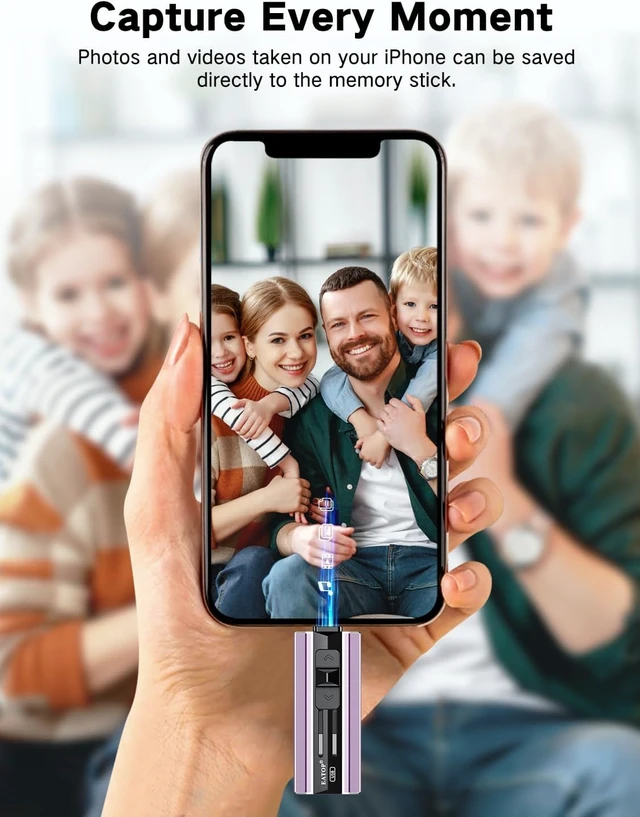 Alt view image 6 of 7 - 512GB Flash Drive Intended for iPhone iPad, USB Photo Stick for Photo & Video Backup, External Phone Memory Storage, No App Required, Compatible with iOS, Android & PC, Purple