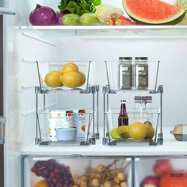 Alt view image 6 of 7 - 2Pcs 2-Tier Slim Drawer Cabinet Pull-Out Organizer, Clear