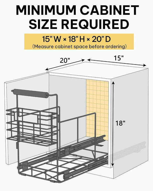 Alt view image 2 of 7 - Pull Out Trash Can Under Cabinet, Fits 30-40 Qt, Bin Not Included