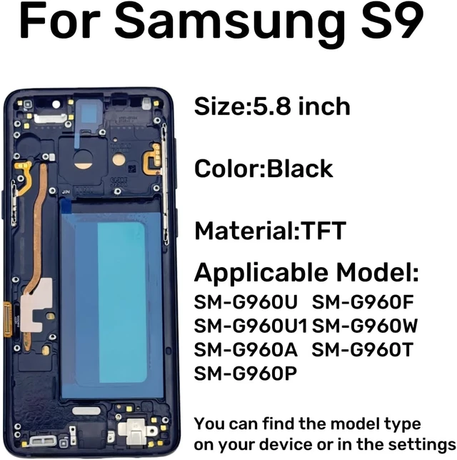 Alt view image 2 of 7 - TFT Galaxy S9 Screen Replacement for Galaxy S9 LCD Screen Touch Digitizer Display Pantalla with Frame Tool kit 5.8 inch SM-G960U G960F Black