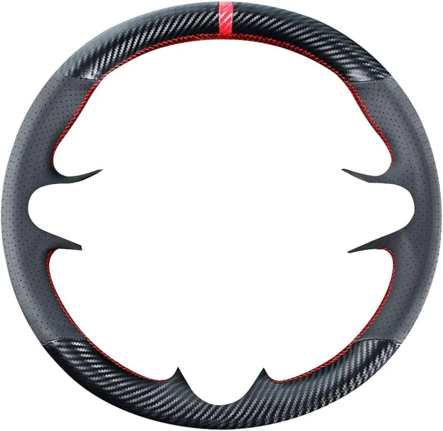 Alt view image 2 of 6 - DIY Stitching Carbon Fiber Steering Wheel Cover for Honda Civic 8th Generation 2006 2007 2008 2009 2010 2011 3 Spokes 13.5-14.5 inches Leather Interior Accessories