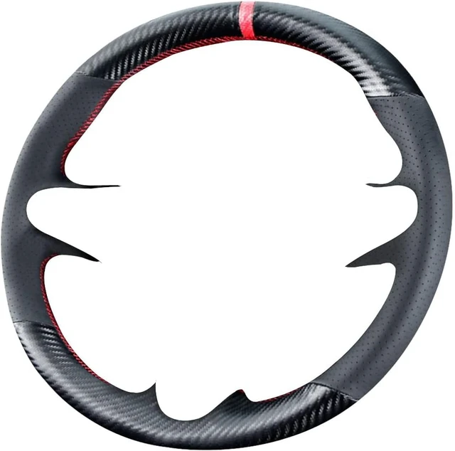 Alt view image 3 of 6 - DIY Stitching Carbon Fiber Steering Wheel Cover for Honda Civic 8th Generation 2006 2007 2008 2009 2010 2011 3 Spokes 13.5-14.5 inches Leather Interior Accessories