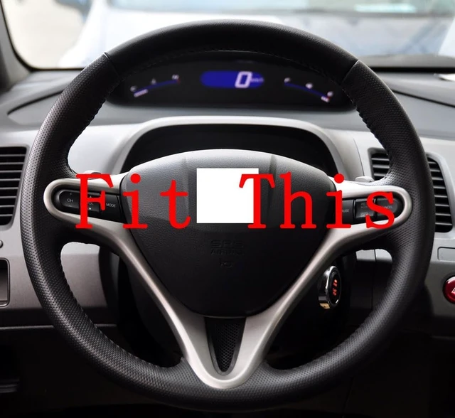 Alt view image 6 of 6 - DIY Stitching Carbon Fiber Steering Wheel Cover for Honda Civic 8th Generation 2006 2007 2008 2009 2010 2011 3 Spokes 13.5-14.5 inches Leather Interior Accessories