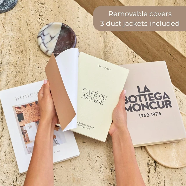 Alt view image 2 of 7 - Decorative Coffee Table Books, Set of 3, Beige Neutral Tones, Real Pages