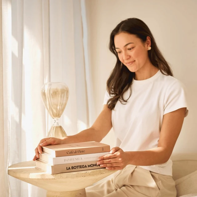 Alt view image 3 of 7 - Decorative Coffee Table Books, Set of 3, Beige Neutral Tones, Real Pages