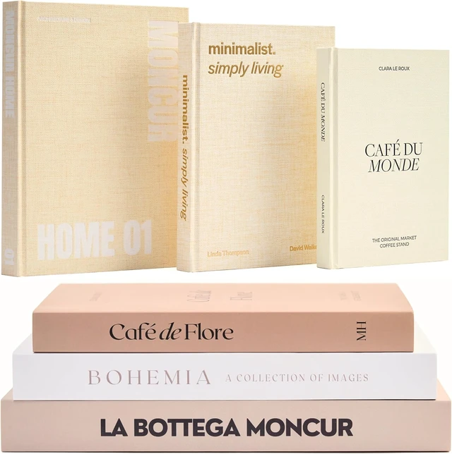 Alt view image 6 of 7 - Decorative Coffee Table Books, Set of 3, Beige Neutral Tones, Real Pages