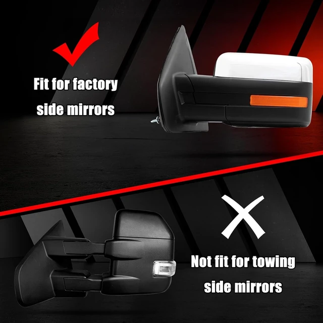 Alt view image 4 of 7 - Chrome Top Half Mirror Covers Caps Replace for 2009-2014 Ford F150