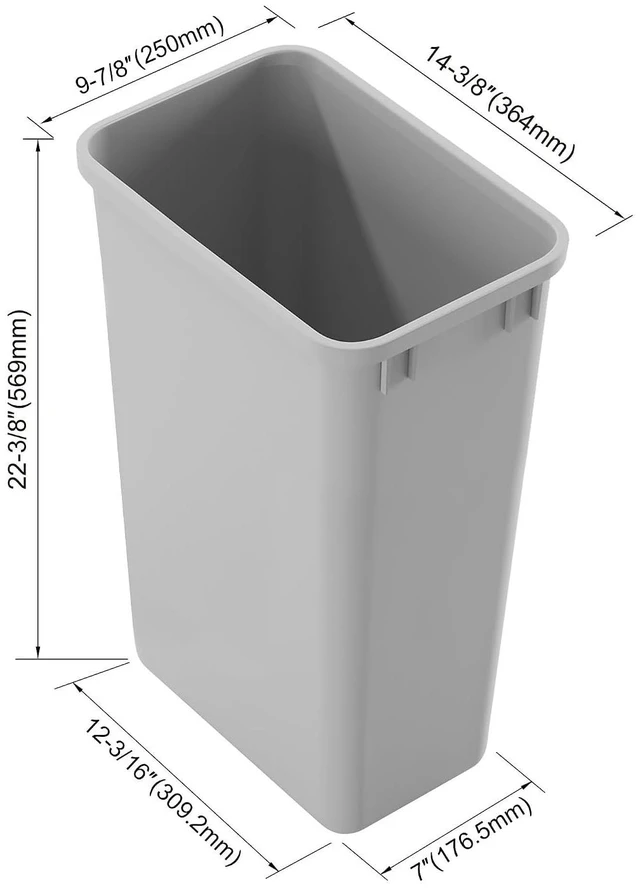 Alt view image 2 of 7 - Dowell 50QT Wastebasket Trash Container, 13Gal, Plastic, Stackable, for Kitchen/Bathroom/Office,Tall Trash Can 22-3/8"H (Grey 4000 50 04)