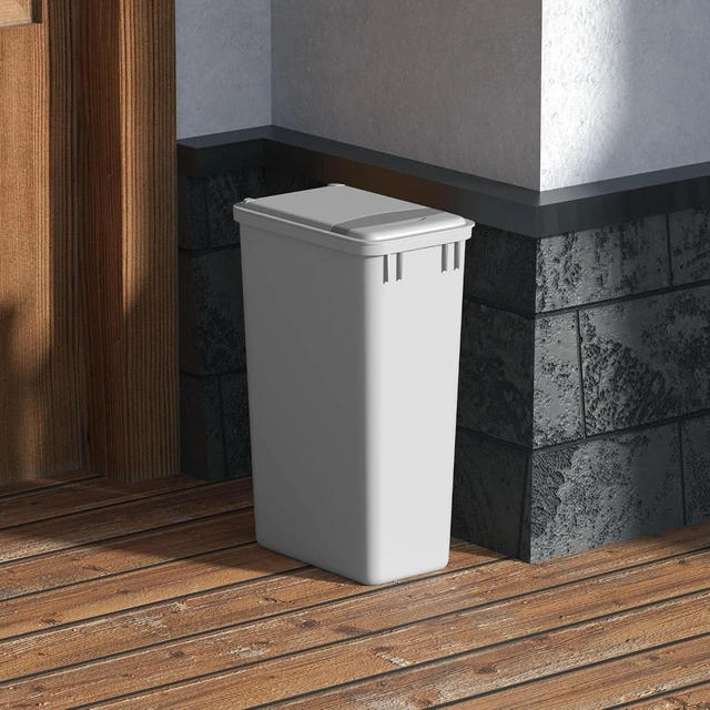 Alt view image 3 of 7 - Dowell 50QT Wastebasket Trash Container, 13Gal, Plastic, Stackable, for Kitchen/Bathroom/Office,Tall Trash Can 22-3/8"H (Grey 4000 50 04)