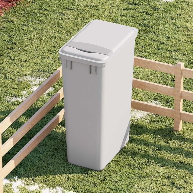 Alt view image 4 of 7 - Dowell 50QT Wastebasket Trash Container, 13Gal, Plastic, Stackable, for Kitchen/Bathroom/Office,Tall Trash Can 22-3/8"H (Grey 4000 50 04)