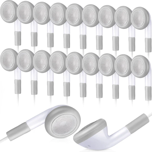Main image of 100 Pack Bulk Earbuds for Classroom Basic White Wired Ear Buds with 3.5mm Jack Disposable Headphones Multi-Pack for Students, Schools, and Libraries