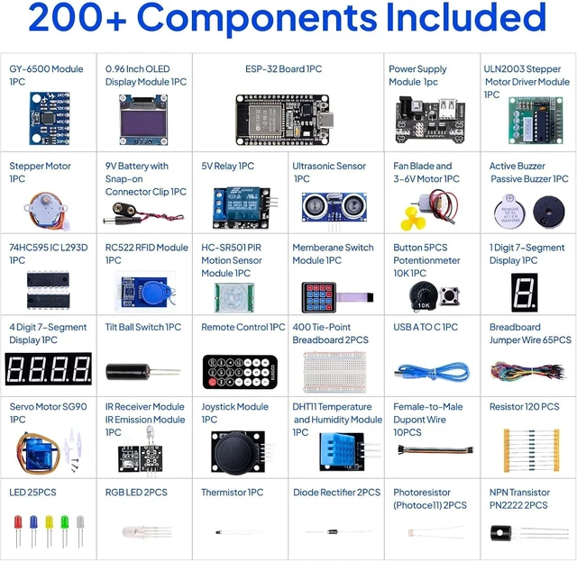 Alt view image 6 of 7 - ESP-32 Super Starter Kit with Tutorial Compatible with IDE