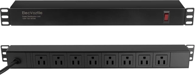 Main image of 8 Outlet Rack Mount PDU Power Strip, 15A, 125V, 1875W