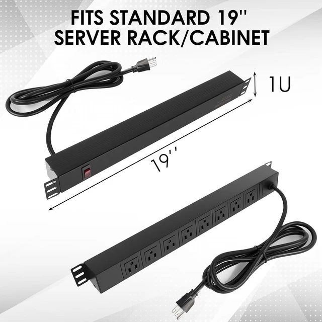 Alt view image 3 of 5 - 8 Outlet Rack Mount PDU Power Strip, 15A, 125V, 1875W