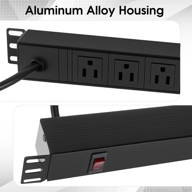 Alt view image 4 of 5 - 8 Outlet Rack Mount PDU Power Strip, 15A, 125V, 1875W