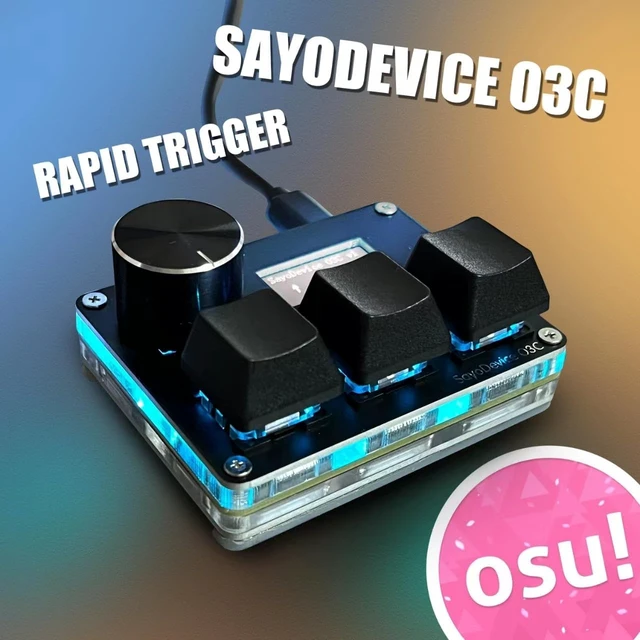 Alt view image 2 of 6 - SayoDevice O3C OSU Keyboard Rapid Trigger Hall Switches Magnetic Linear Switches Keyboard with Knob and Screen,Copy Paste,Shotcut,Macro Hotswap Mini Keypad.