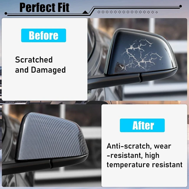 Alt view image 2 of 7 - for Tesla Model 3 Mirror Cover Caps Replacement 2017-2025 Left+Right