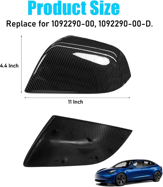 Alt view image 4 of 7 - for Tesla Model 3 Mirror Cover Caps Replacement 2017-2025 Left+Right