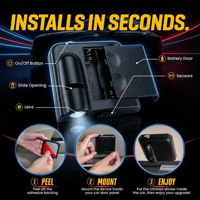 Alt view image 6 of 7 - NFL Washington Commanders LED Car Door Lights Logo Projector Puddle Light