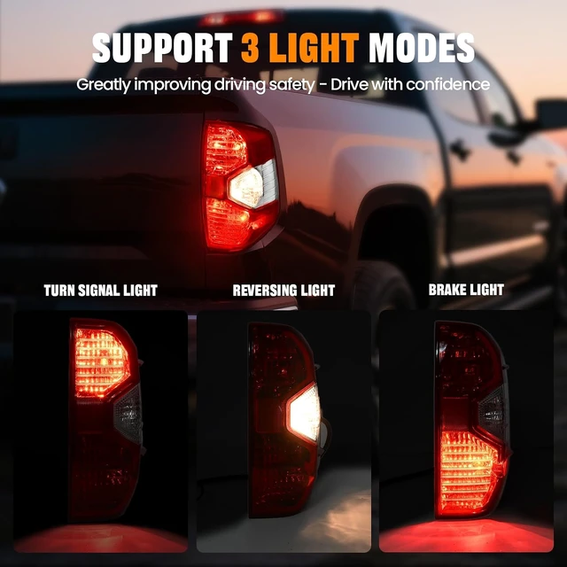 Alt view image 3 of 7 - Tail Light Assembly For 2014-2021 Toyota Tundra Passenger Side with Bulb