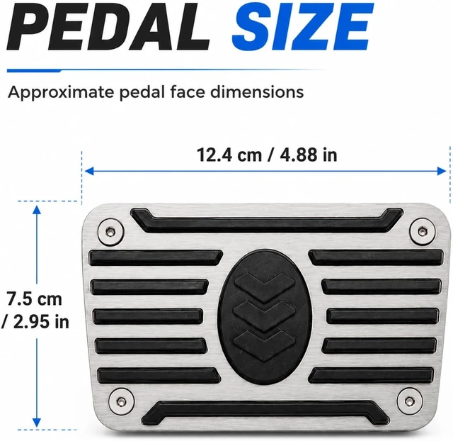 Alt view image 2 of 6 - Automatic Transmission Brake Pedal Pad Extender, Stainless Steel Enlarged and Widened Brake Pedal Cover with Rubber Anti-Slip Strips