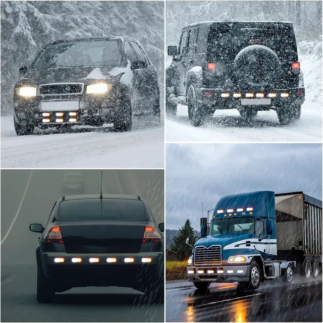 Alt view image 6 of 6 - 14 Pcs 12 LED Strobe Lights for Trucks 12-24v Amber and White