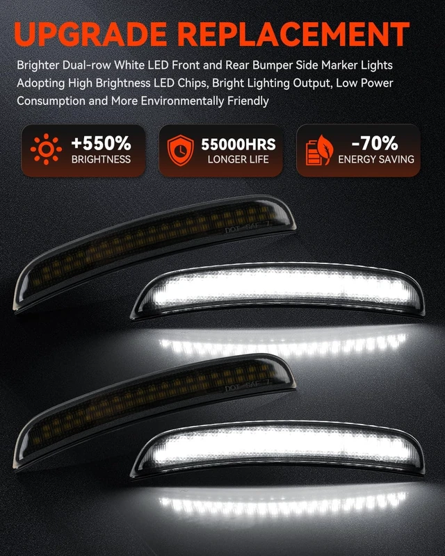 Alt view image 4 of 7 - LED Side Marker Lights Fit for Dodge Charger 2015-2023 (4PCS)