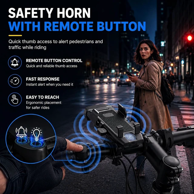 Alt view image 7 of 7 - 4-in-1 Bike Phone Holder with Light and Charger
