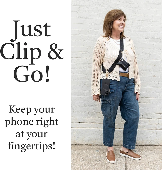 Alt view image 2 of 7 - Clip & Go Phone Lanyard with Wallet Pouch, Classic Black