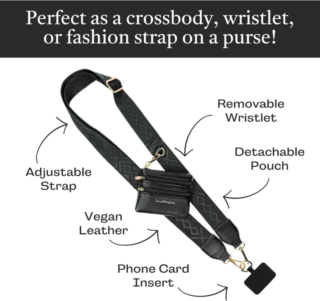Alt view image 3 of 7 - Clip & Go Phone Lanyard with Wallet Pouch, Classic Black