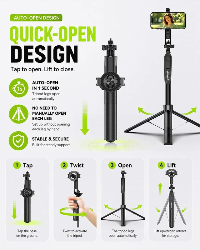Alt view image 6 of 7 - 72" Magnetic Phone Tripod & Selfie Stick Tripod with Remote
