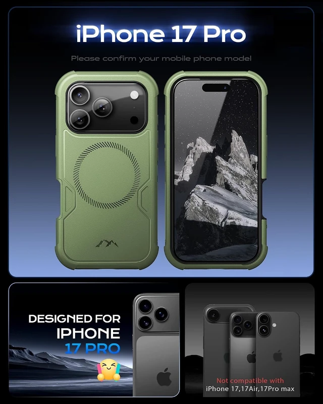 Alt view image 2 of 7 - for iPhone 17 Pro Case 6.3" with Belt Clip Holster, Green
