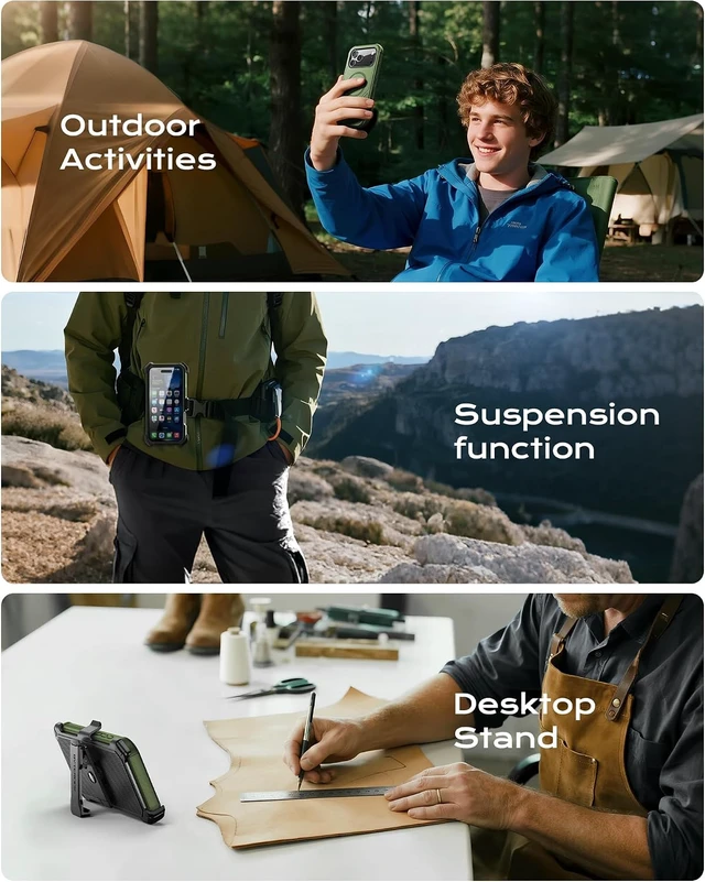 Alt view image 7 of 7 - for iPhone 17 Pro Case 6.3" with Belt Clip Holster, Green