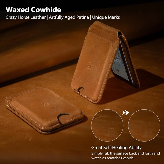 Alt view image 2 of 7 - Crazy Horse Leather Magnetic Wallet for MagSafe Adjustable Stand