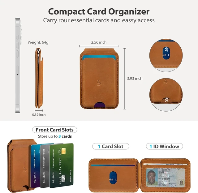 Alt view image 6 of 7 - Crazy Horse Leather Magnetic Wallet for MagSafe Adjustable Stand