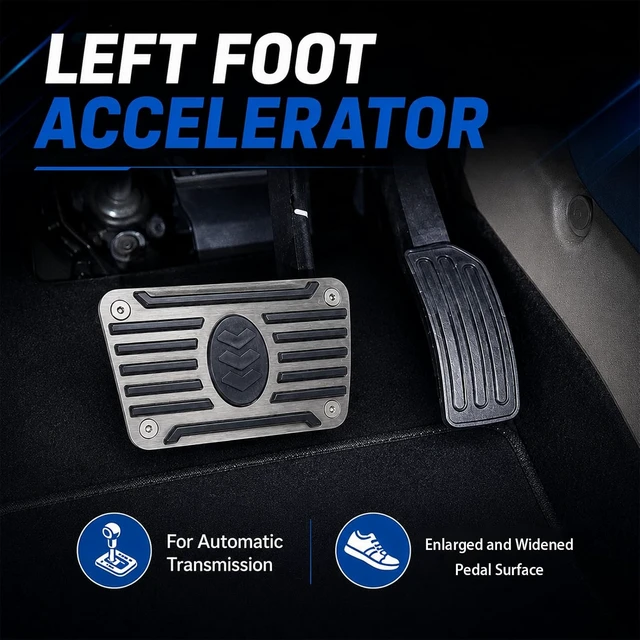 Alt view image 4 of 6 - Automatic Transmission Brake Pedal Pad Extender, Stainless Steel Enlarged and Widened Brake Pedal Cover with Rubber Anti-Slip Strips